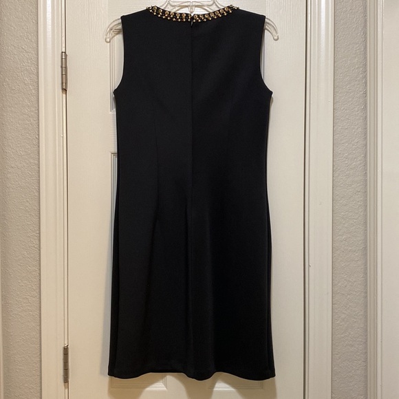 Ellen Tracy black dress with front gold embellishment - Picture 4 of 8